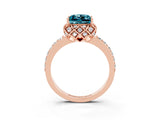 Rose gold Princess Cut Diamond Solitaire Ring with Shared Prong Pavé Band_3