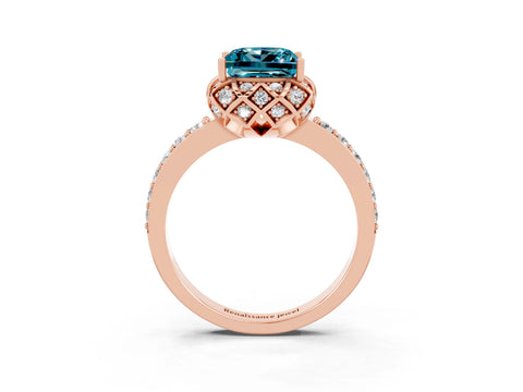 Rose gold Princess Cut Diamond Solitaire Ring with Shared Prong Pavé Band_3