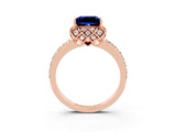 Rose gold Princess Cut Diamond Solitaire Ring with Shared Prong Pavé Band_3