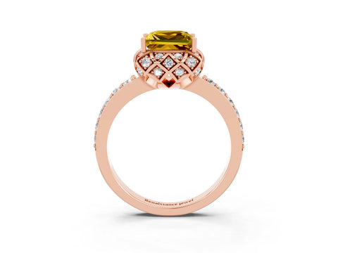 Rose gold Princess Cut Diamond Solitaire Ring with Shared Prong Pavé Band_3