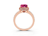 Rose gold Princess Cut Diamond Solitaire Ring with Shared Prong Pavé Band_3