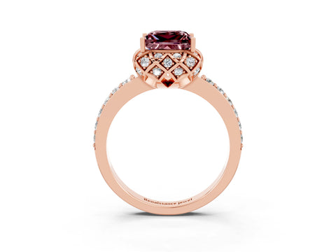 Rose gold Princess Cut Diamond Solitaire Ring with Shared Prong Pavé Band_3