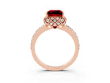 Rose gold Princess Cut Diamond Solitaire Ring with Shared Prong Pavé Band_3