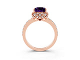 Rose gold Princess Cut Diamond Solitaire Ring with Shared Prong Pavé Band_3