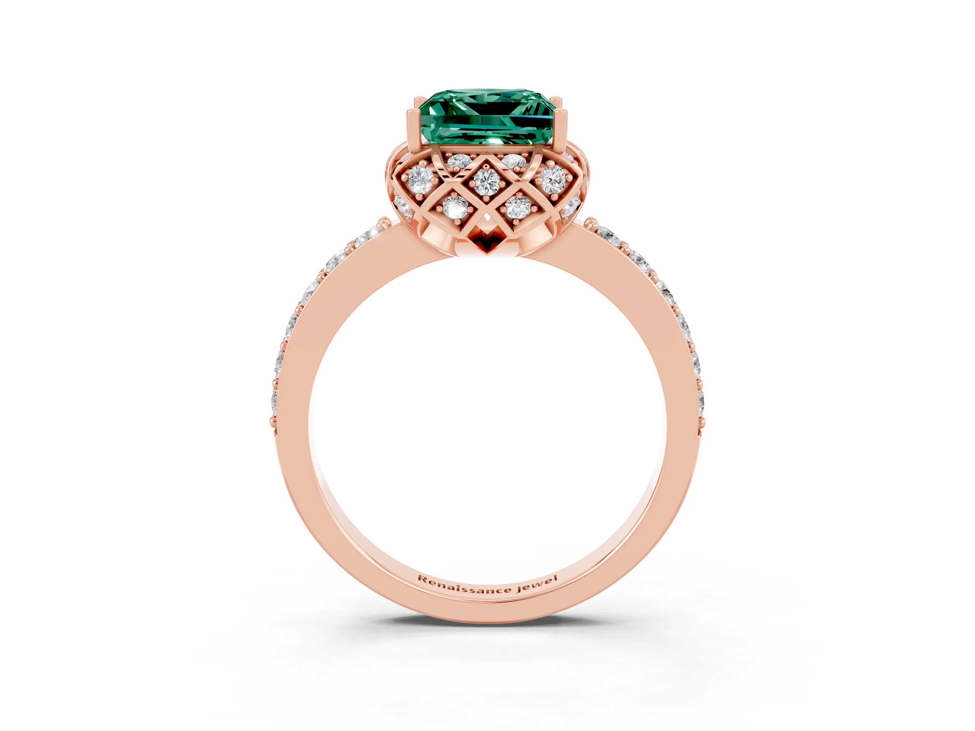 Rose gold Princess Cut Diamond Solitaire Ring with Shared Prong Pavé Band_3