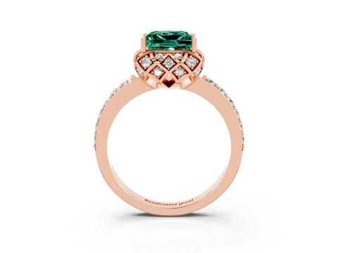 Rose gold Princess Cut Diamond Solitaire Ring with Shared Prong Pavé Band_3
