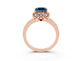 Rose gold Princess Cut Diamond Solitaire Ring with Shared Prong Pavé Band_3