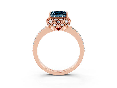 Rose gold Princess Cut Diamond Solitaire Ring with Shared Prong Pavé Band_3
