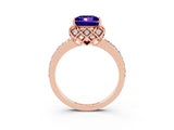 Rose gold Princess Cut Diamond Solitaire Ring with Shared Prong Pavé Band_3