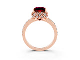 Rose gold Princess Cut Diamond Solitaire Ring with Shared Prong Pavé Band_3