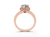 Rose gold Princess Cut Diamond Solitaire Ring with Shared Prong Pavé Band_3