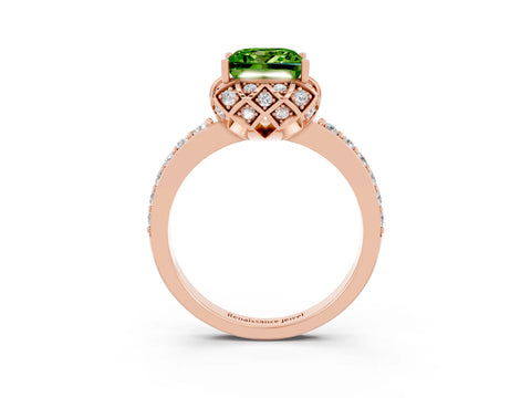 Rose gold Princess Cut Diamond Solitaire Ring with Shared Prong Pavé Band_3