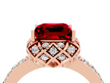Rose gold Princess Cut Diamond Solitaire Ring with Shared Prong Pavé Band_4