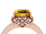 Rose gold Princess Cut Diamond Solitaire Ring with Shared Prong Pavé Band_4