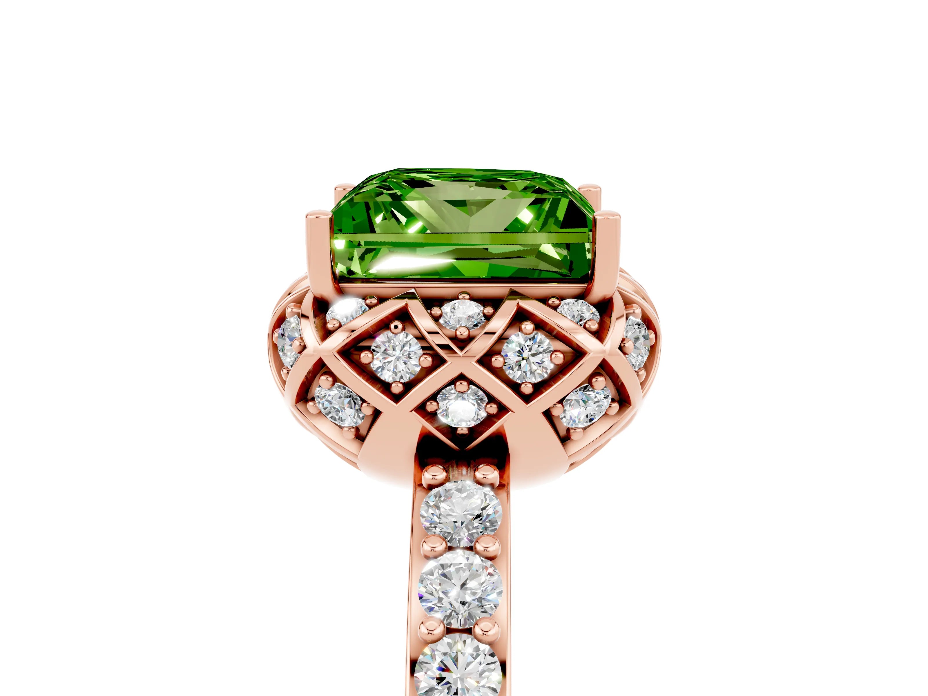 Rose gold Princess Cut Diamond Solitaire Ring with Shared Prong Pavé Band_5