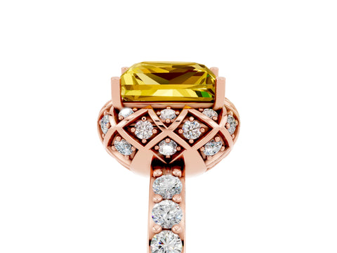 Rose gold Princess Cut Diamond Solitaire Ring with Shared Prong Pavé Band_5