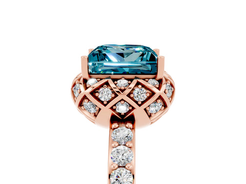 Rose gold Princess Cut Diamond Solitaire Ring with Shared Prong Pavé Band_5