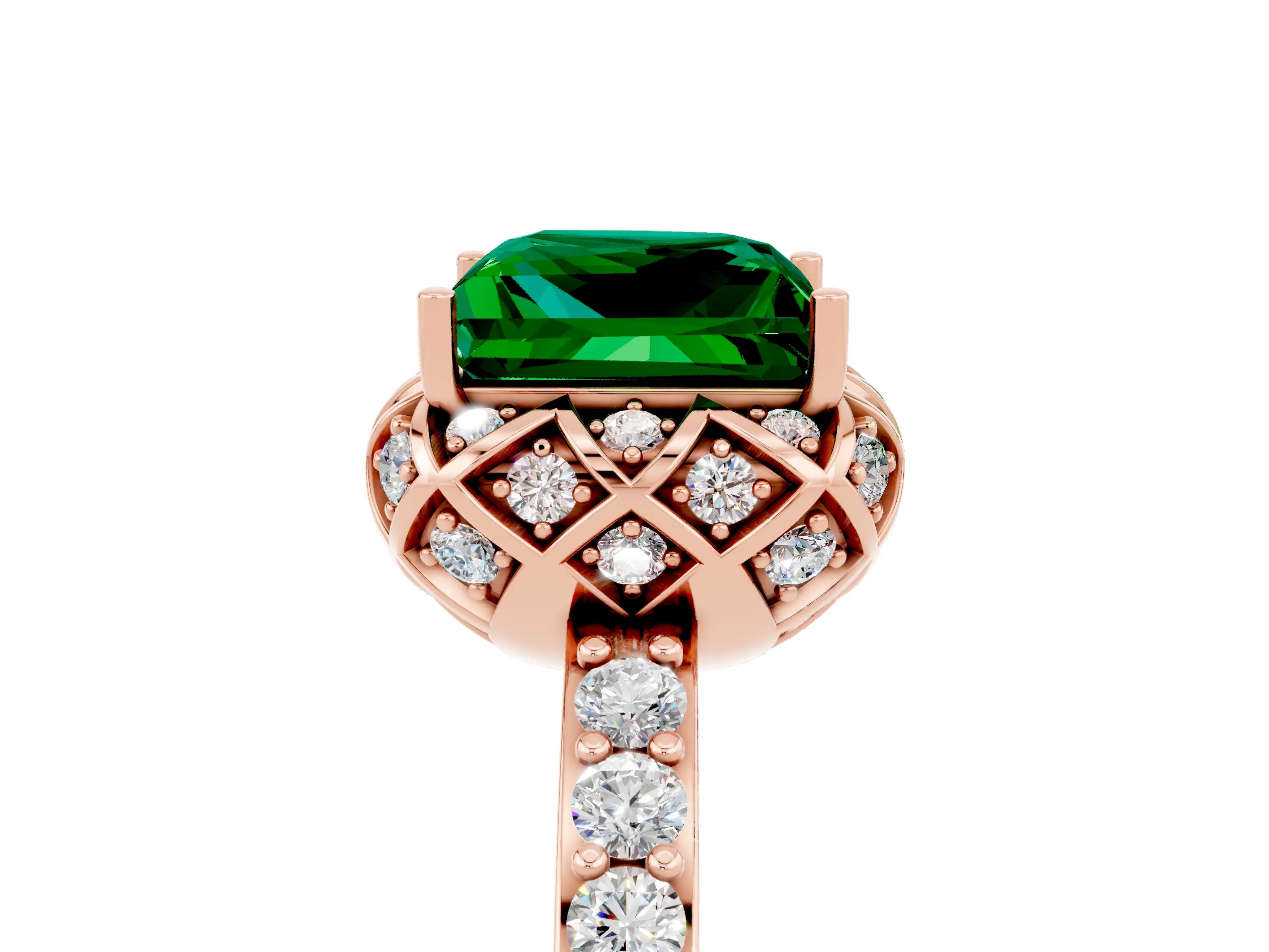 Rose gold Princess Cut Diamond Solitaire Ring with Shared Prong Pavé Band_5