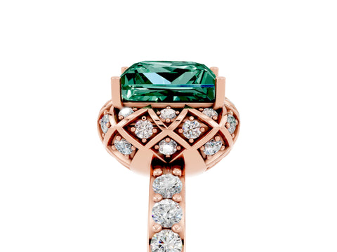Rose gold Princess Cut Diamond Solitaire Ring with Shared Prong Pavé Band_5