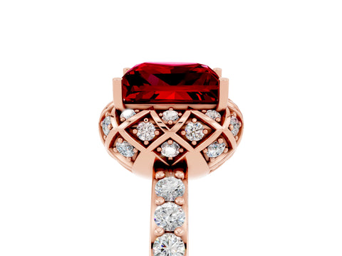 Rose gold Princess Cut Diamond Solitaire Ring with Shared Prong Pavé Band_5