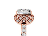 Rose gold Princess Cut Diamond Solitaire Ring with Shared Prong Pavé Band_5