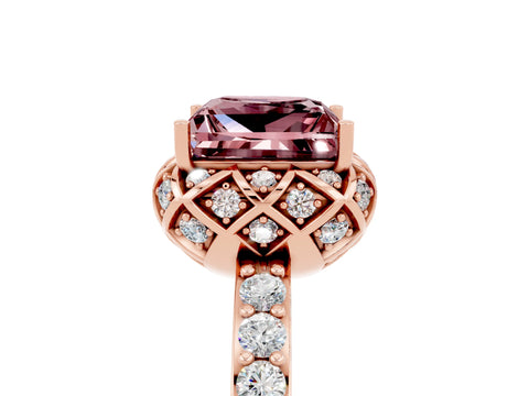 Rose gold Princess Cut Diamond Solitaire Ring with Shared Prong Pavé Band_5