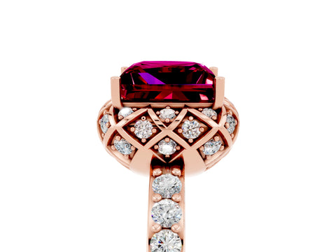 Rose gold Princess Cut Diamond Solitaire Ring with Shared Prong Pavé Band_5