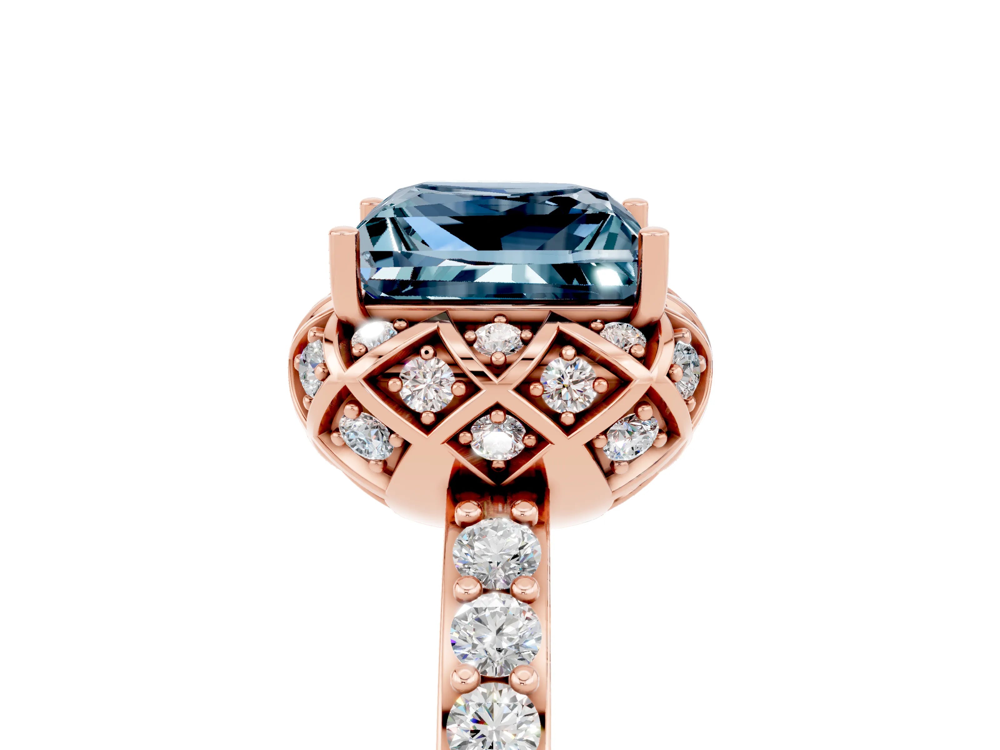 Rose gold Princess Cut Diamond Solitaire Ring with Shared Prong Pavé Band_5