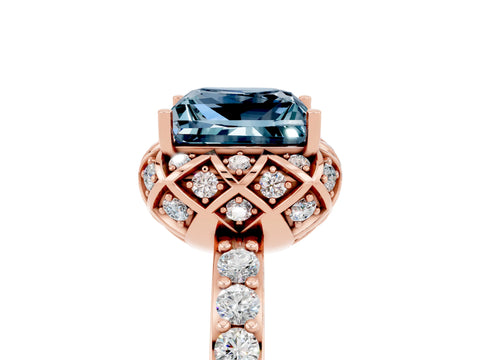 Rose gold Princess Cut Diamond Solitaire Ring with Shared Prong Pavé Band_5