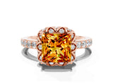 Rose gold Princess Cut Diamond Solitaire Ring with Shared Prong Pavé Band