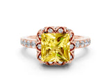 Rose gold Princess Cut Diamond Solitaire Ring with Shared Prong Pavé Band