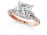 Rose gold Princess Cut Diamond Solitaire Ring with Side Stones and Four-Prong Setting_82