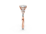 Rose gold Princess Cut Diamond Solitaire Ring with Side Stones and Four-Prong Setting_83