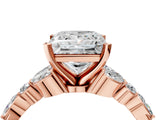 Rose gold Princess Cut Diamond Solitaire Ring with Side Stones and Four-Prong Setting_85