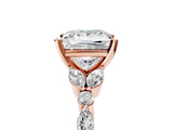 Rose gold Princess Cut Diamond Solitaire Ring with Side Stones and Four-Prong Setting_86