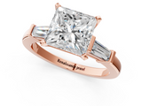 Rose gold Princess Cut Diamond Solitaire Ring with Tapered Baguette Accents and Four-Prong Setting_75