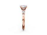 Rose gold Princess Cut Diamond Solitaire Ring with Tapered Baguette Accents and Four-Prong Setting_76
