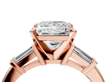 Rose gold Princess Cut Diamond Solitaire Ring with Tapered Baguette Accents and Four-Prong Setting_78