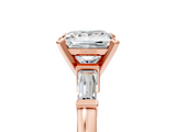 Rose gold Princess Cut Diamond Solitaire Ring with Tapered Baguette Accents and Four-Prong Setting_79