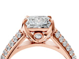 Rose gold Princess Cut Diamond Solitaire Ring with Three-Row Pavé Band and Four-Prong Setting_39