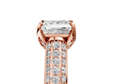 Rose gold Princess Cut Diamond Solitaire Ring with Three-Row Pavé Band and Four-Prong Setting_40