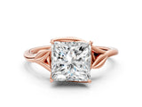 Rose gold Princess Cut Diamond Solitaire Ring with Twist Band and Four-Prong Setting_76
