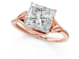 Rose gold Princess Cut Diamond Solitaire Ring with Twist Band and Four-Prong Setting_77