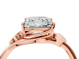 Rose gold Princess Cut Diamond Solitaire Ring with Twist Band and Four-Prong Setting_80