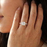 Rose gold Princess Cut Diamond Solitaire Ring with U-Prong Diamond Band and Four Prong Setting_5