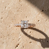 Rose gold Princess Cut Diamond Solitaire Ring with U-Prong Diamond Band and Four Prong Setting_6