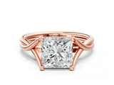 Rose gold Princess Cut Diamond Solitaire Twist Band Prong Setting Ring_67