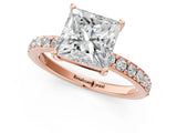 Rose gold Princess Cut Diamond Solitaire with Pave Band and Four-Prong Setting 2