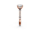 Rose gold Princess Cut Diamond Solitaire with Pave Band and Four-Prong Setting 3