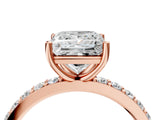 Rose gold Princess Cut Diamond Solitaire with Pave Band and Four-Prong Setting 5